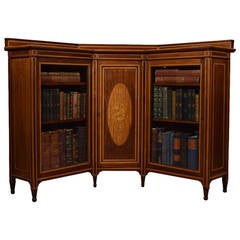 Sheraton Revival Mahogany Inlaid Corner Bookcase or Cabinet