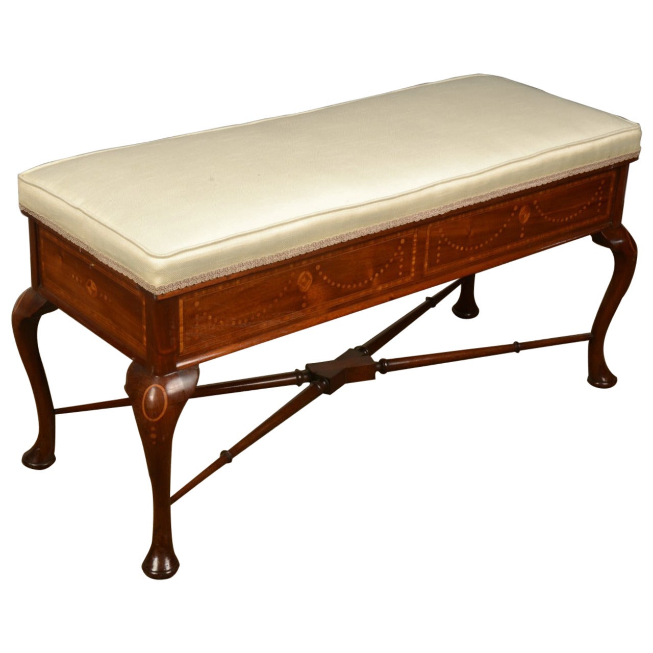 Edwardian Mahogany Inlaid Duet Stool