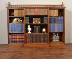 Large Oak Breakfront Open Bookcase