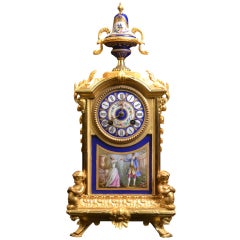 Antique Porcelain And Ormolu French Mantle Clock