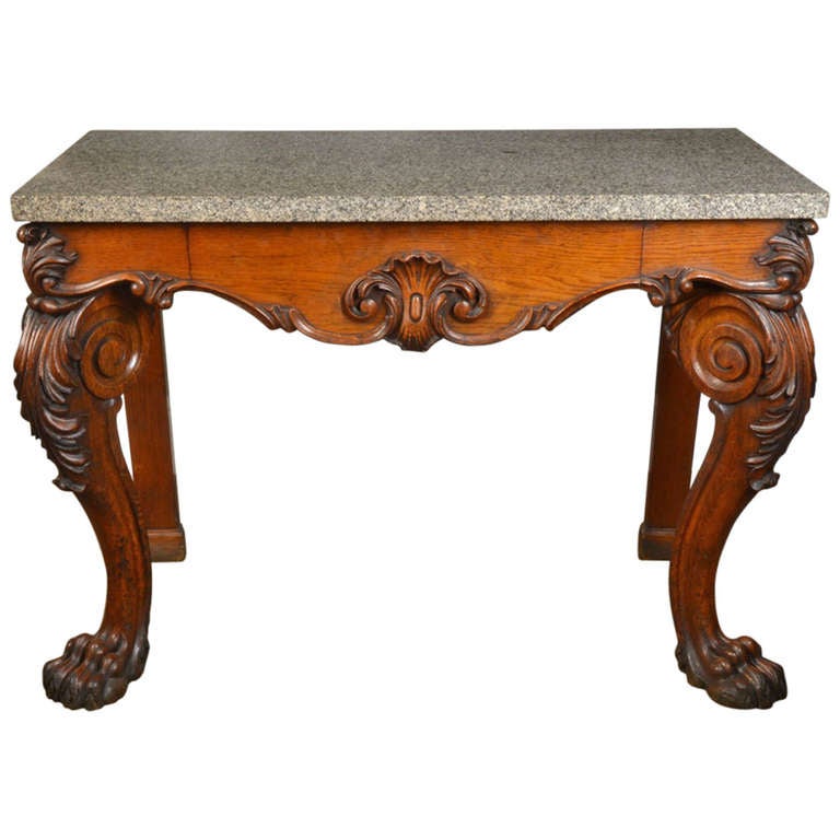 Carved Oak Console Table For Sale at 1stDibs