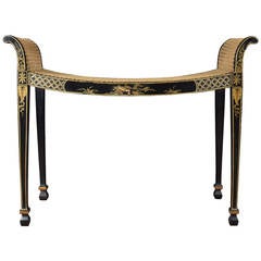 Chinoiserie decorated duet stool / window seat