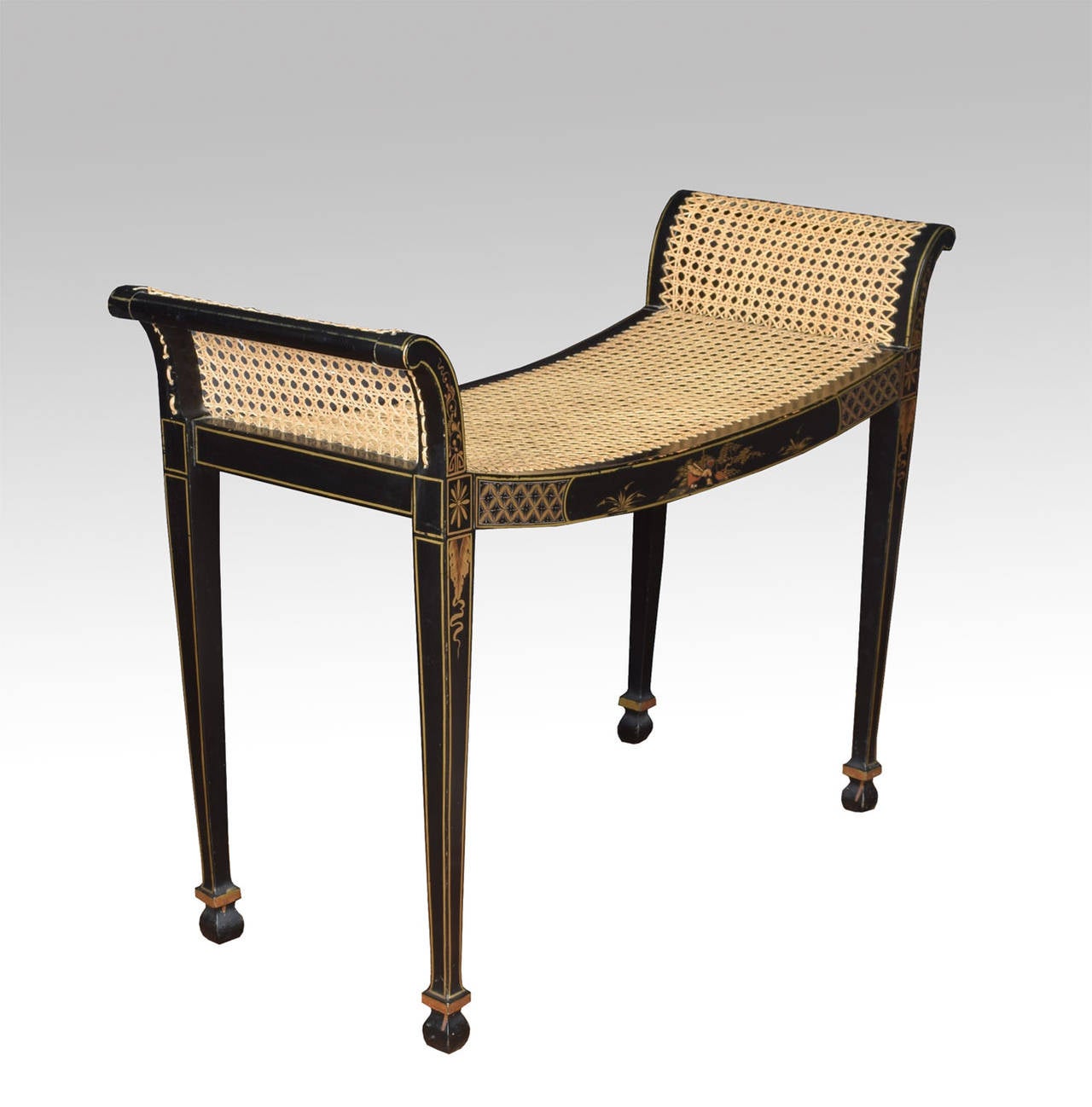 Chinoiserie decorated duet stool / window seat