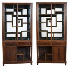 Pair of Chinese Jichimu display cabinets