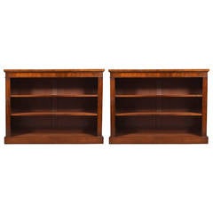 Pair of walnut open bookcases