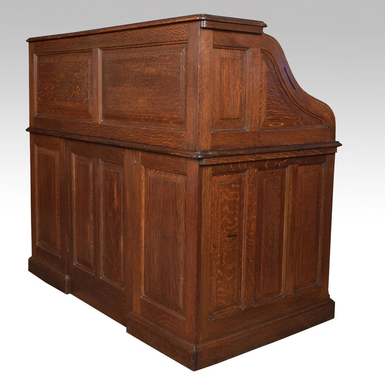 Victorian Oak Pedestal Roll-Top Desk