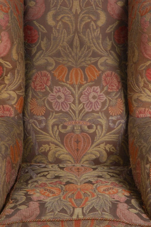 English Pair of Needlepoint Upholstery Wing Arm Chairs