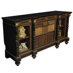 Antique Victorian Ebonized and Gilt-metal Mounted Credenza