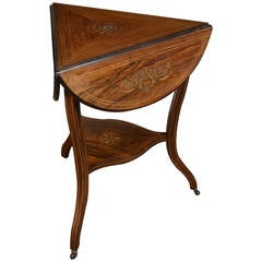 Rosewood inlaid triangular occasional table