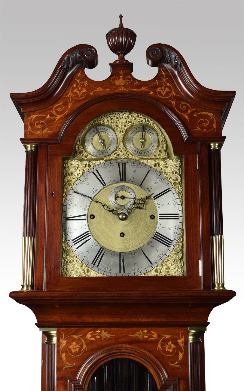 Great Britain (UK) Edwardian Mahogany Inlaid Tubular Chiming Longcase Clock