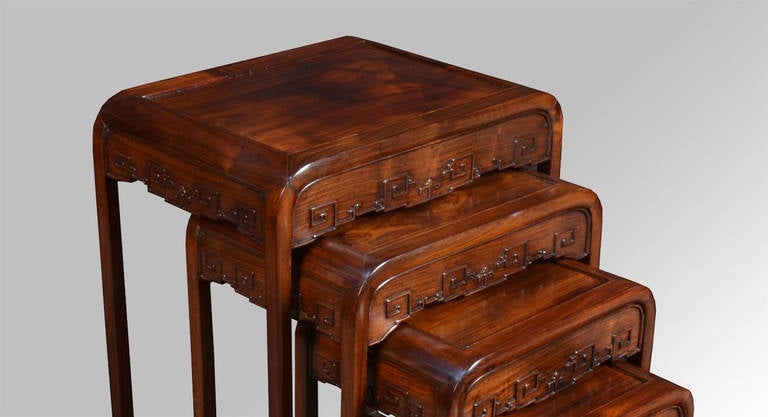 Rosewood Nest of four graduated Chinese rosewood tables