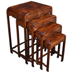 Antique Nest of four graduated Chinese rosewood tables