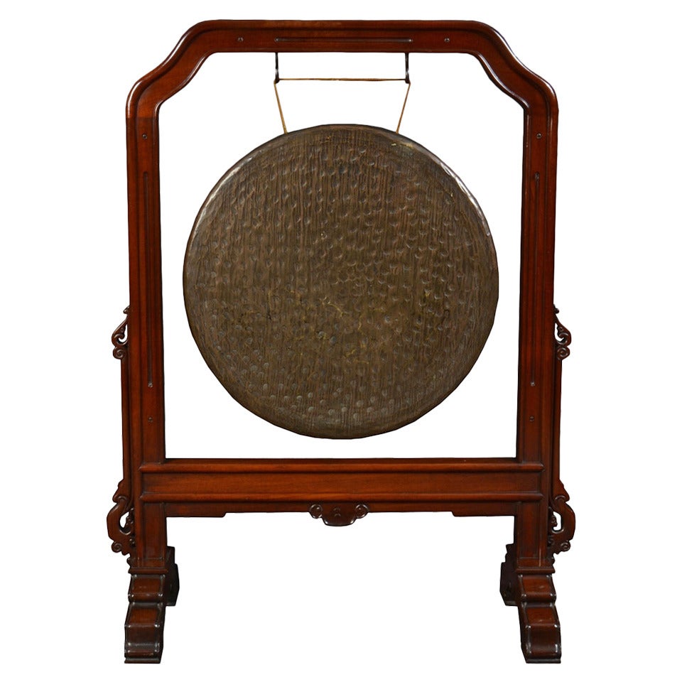 Chinese hardwood framed dinner gong