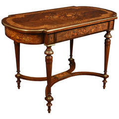 French gilt-brass mounted rosewood and marquetry centre table