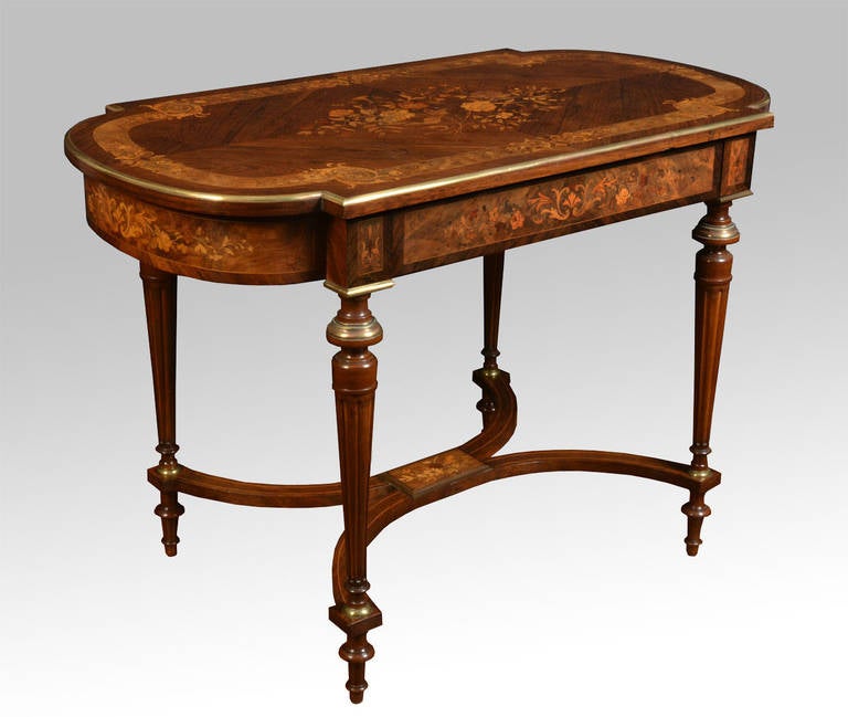 French gilt-brass mounted rosewood and marquetry centre table