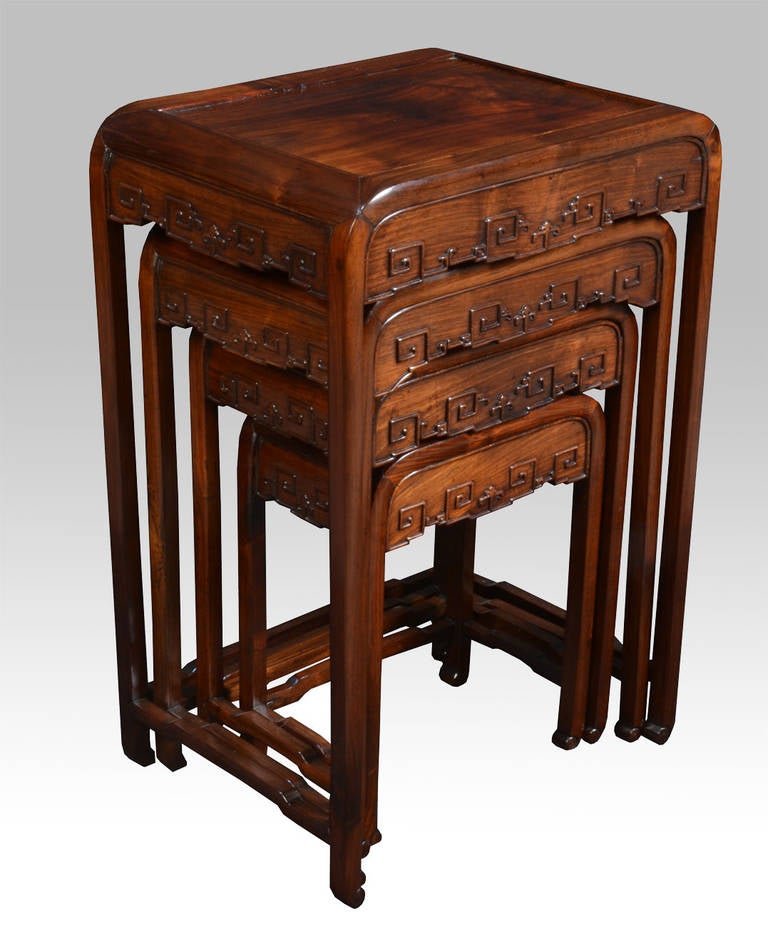 Chinese Export Nest of four graduated Chinese rosewood tables