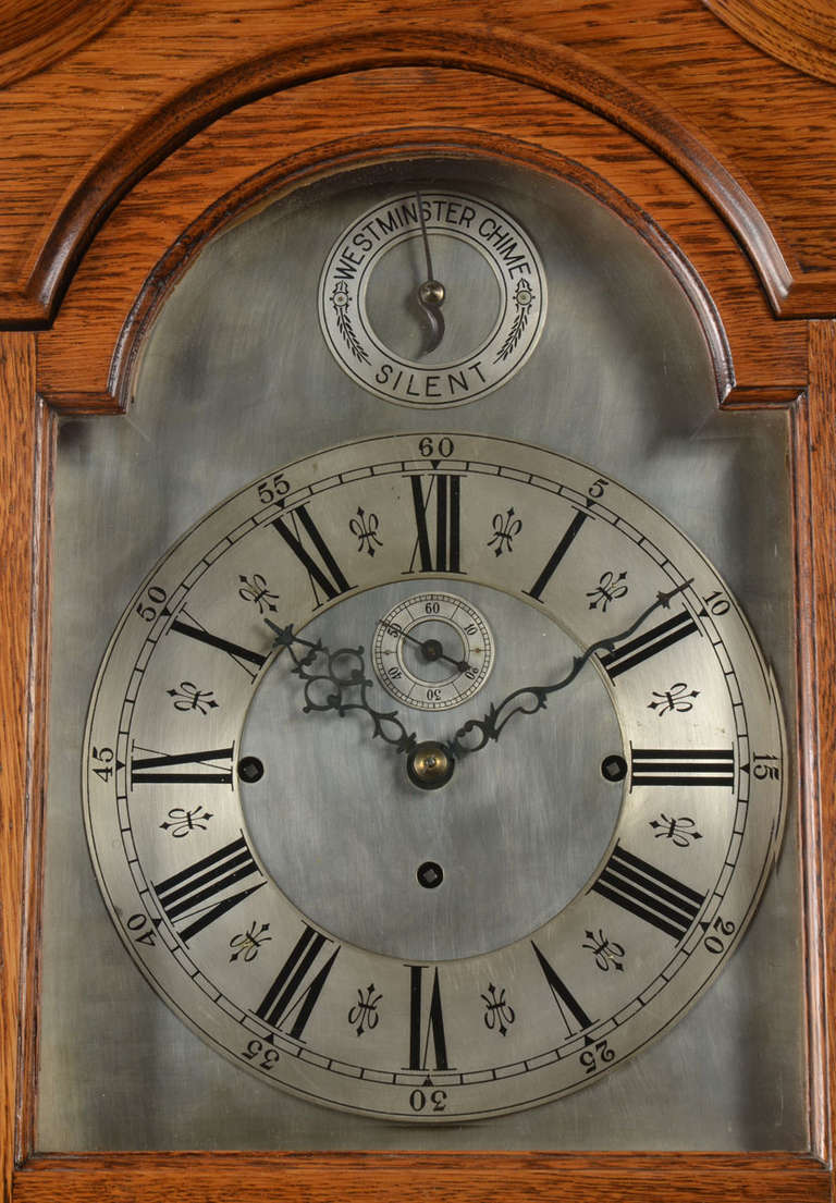 Victorian Oak Eight Day Musical and Quarter Chiming Long Case Clock 1