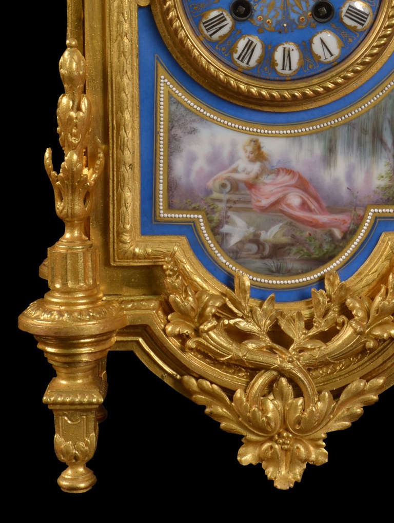 19th Century French Gilt Metal and Porcelain Mantle Clock