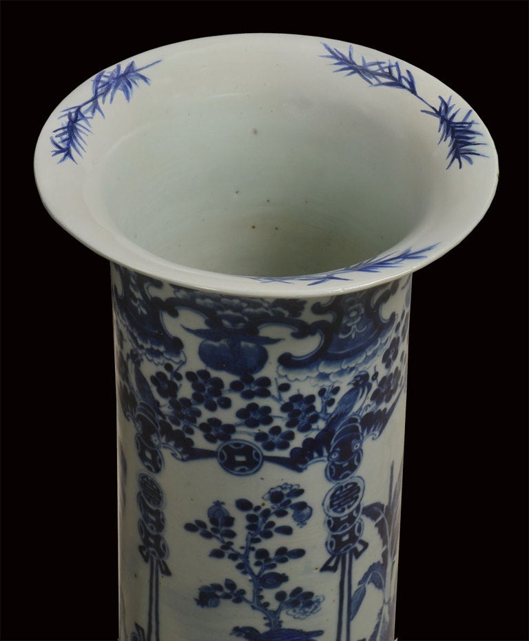 Pair of Large Blue and White Chinese Vases at 1stdibs