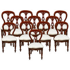 Set of 12 Mahogany Victorian Dining Chairs 4