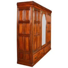 Antique Gothic Three-Door Low Wardrobe