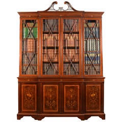 Mahogany breakfront bookcase by Edwards and Roberts