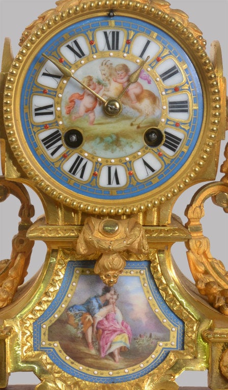 19th Century French ormolu and porcellain mantle clock