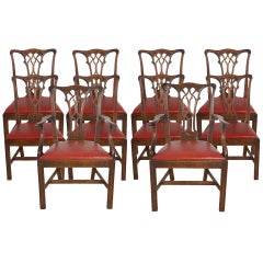 Set of ten Chippendale style dining chairs