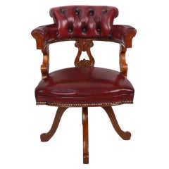 Antique Victorian Mahogany Captains Office Chair