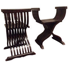 Antique Pair of circa 1900 Savanarola Armchairs