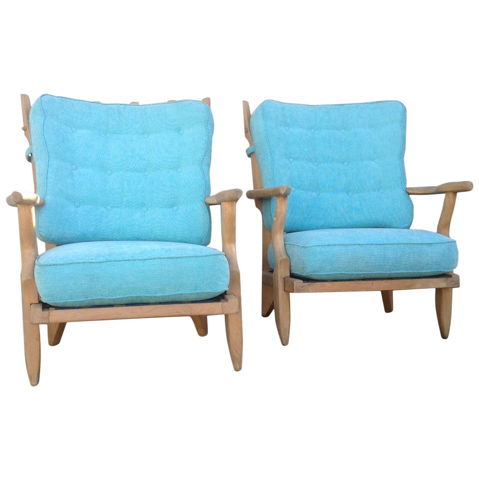 1960s Pair of Armchairs by Guillerme et Chambron