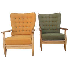 1960's Pair of Armchairs by Guillerme et Chambron