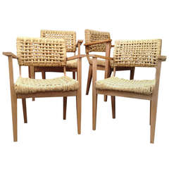 Set of Four Audoux-Minet Armchairs circa 1960