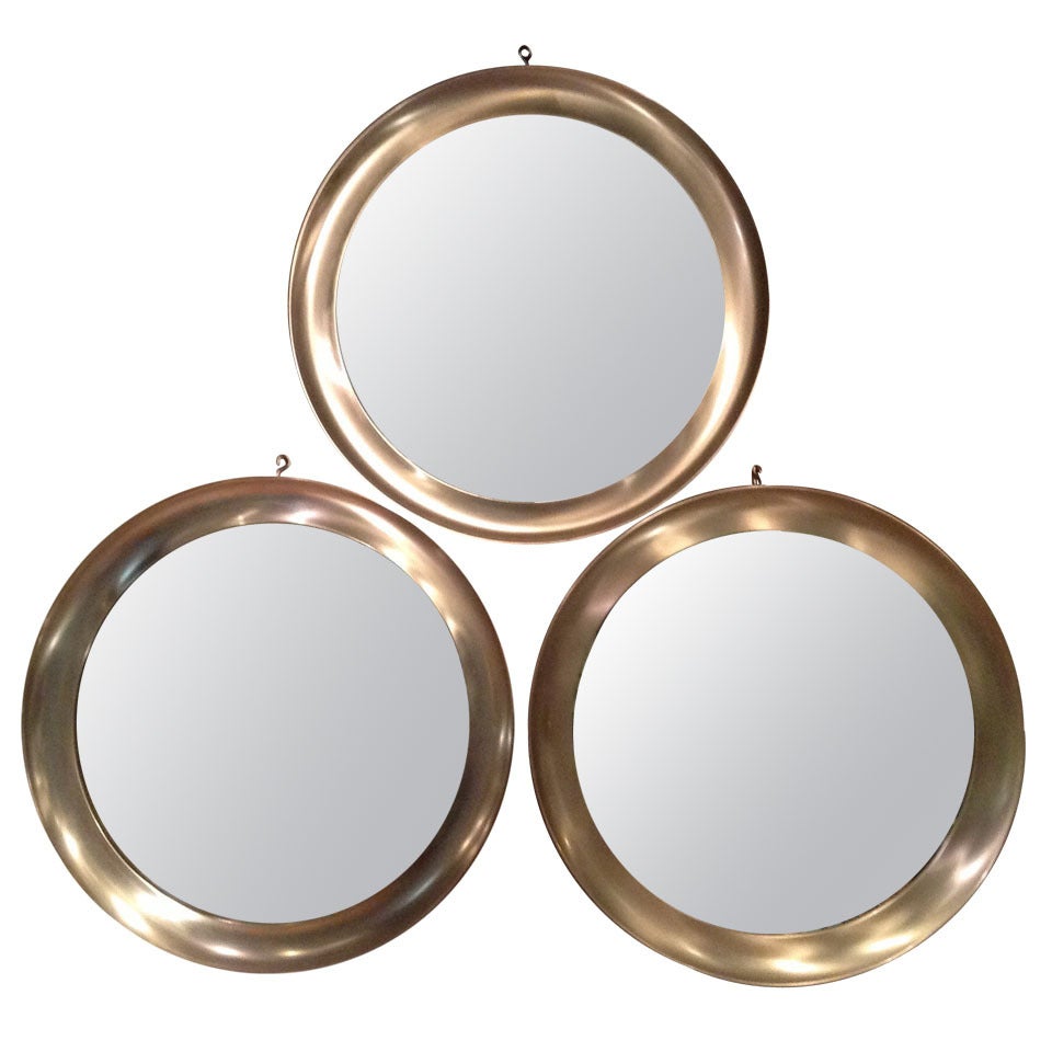 Set of Three Round Shape Mirrors by Sergio Mazza Artemide Edition For Sale