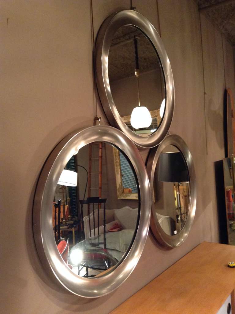 Italian Set of Three Round Shape Mirrors by Sergio Mazza Artemide Edition For Sale