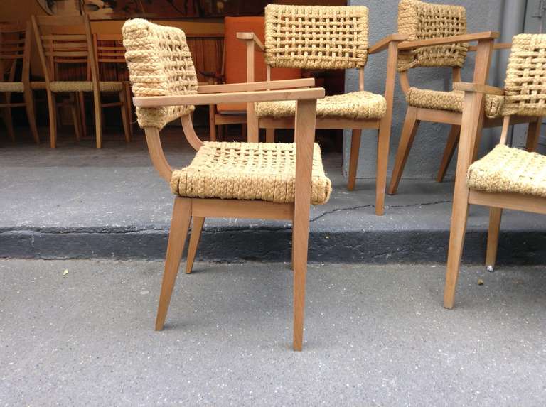 French Set of Four Audoux-Minet Armchairs circa 1960