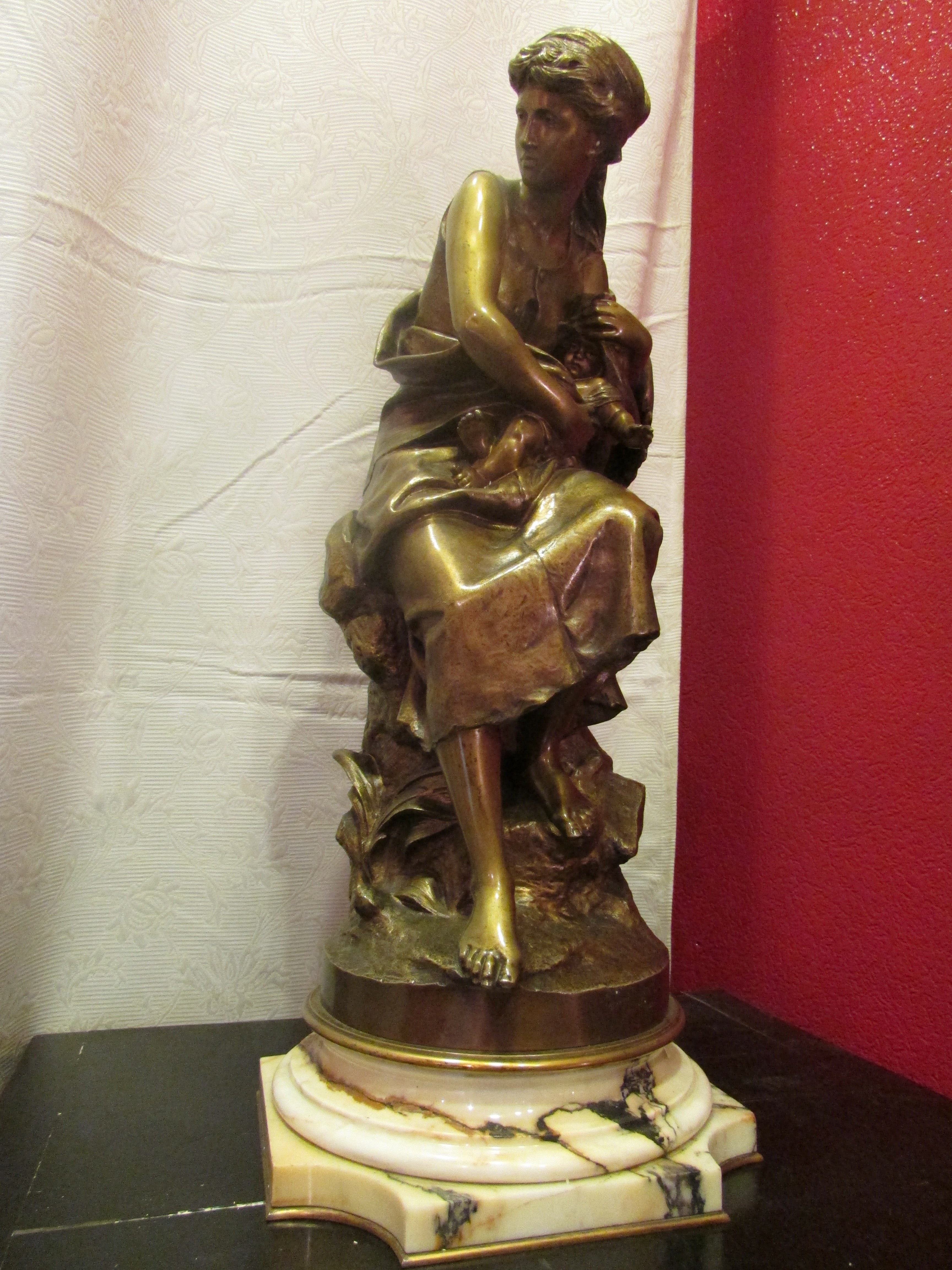 19th Century Mathurin Moreau Big Bronze Sculpture Swing Base Hors Concours