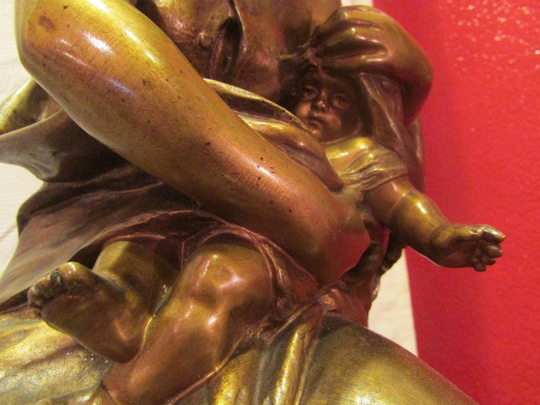 French 19th Century Mathurin Moreau Big Bronze Sculpture Swing Base Hors Concours