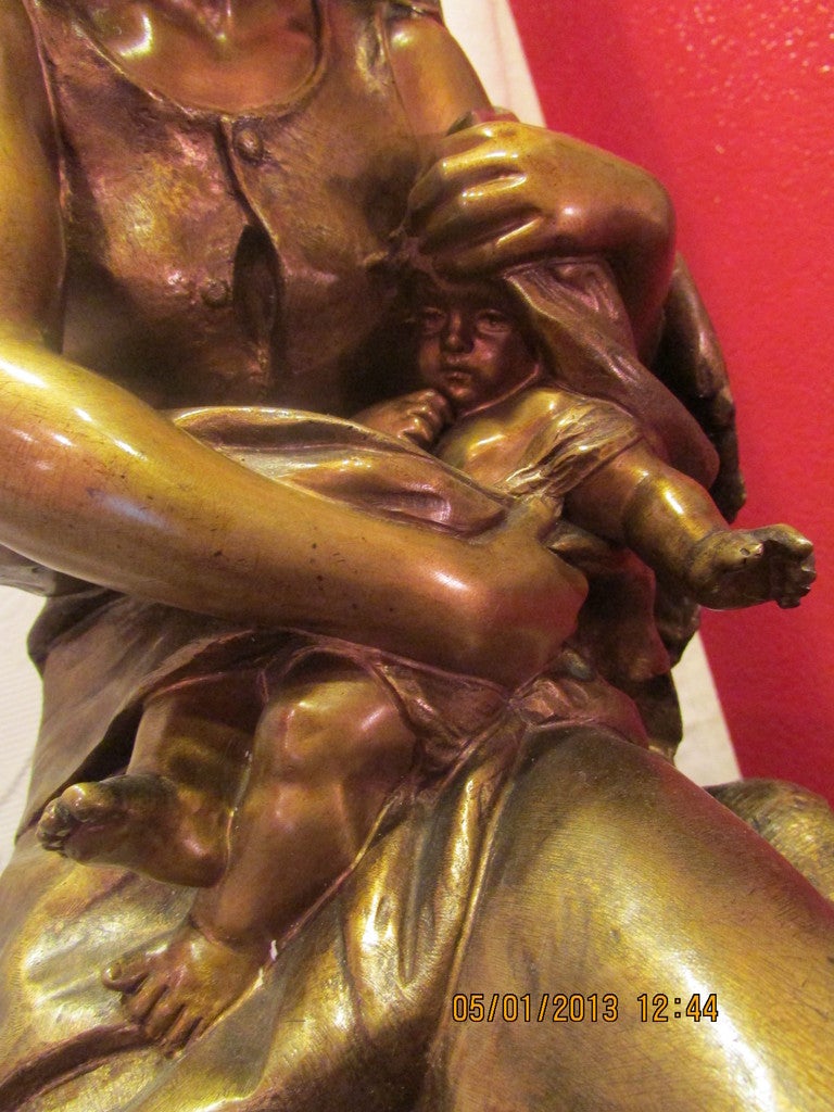 19th Century Mathurin Moreau Big Bronze Sculpture Swing Base Hors Concours In Excellent Condition In Lyon, RH-Alps