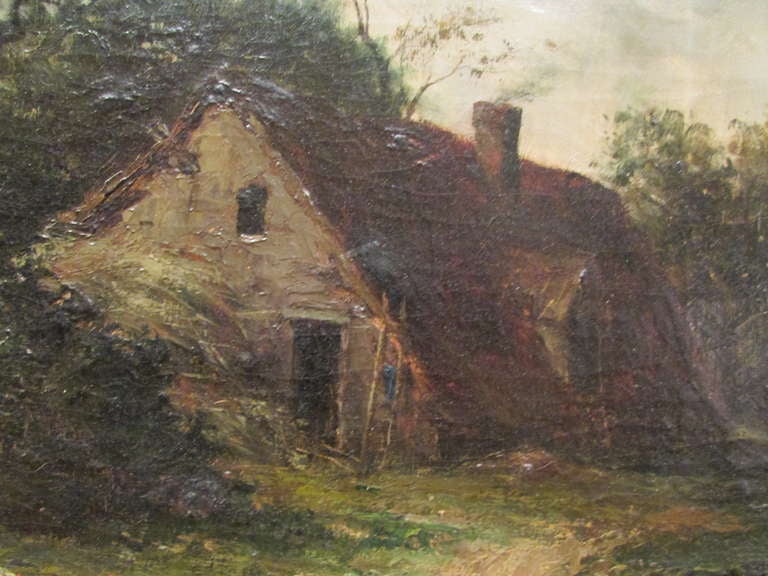 19th Century Painting Oil on Canvas Barbizon School Signed French Pastoral Scenery In Excellent Condition For Sale In Lyon, RH-Alps