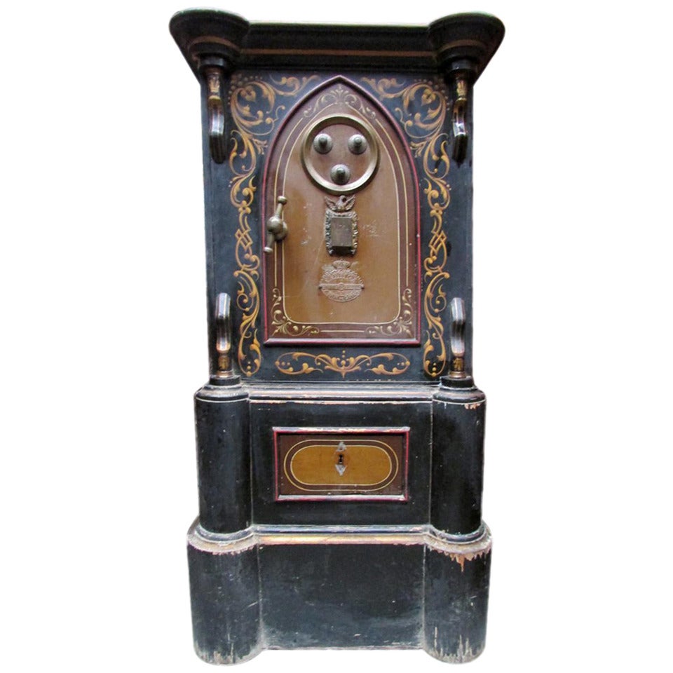Rare 19th Century Colonial Iron and Wood Safe Strong Box Napoleon III