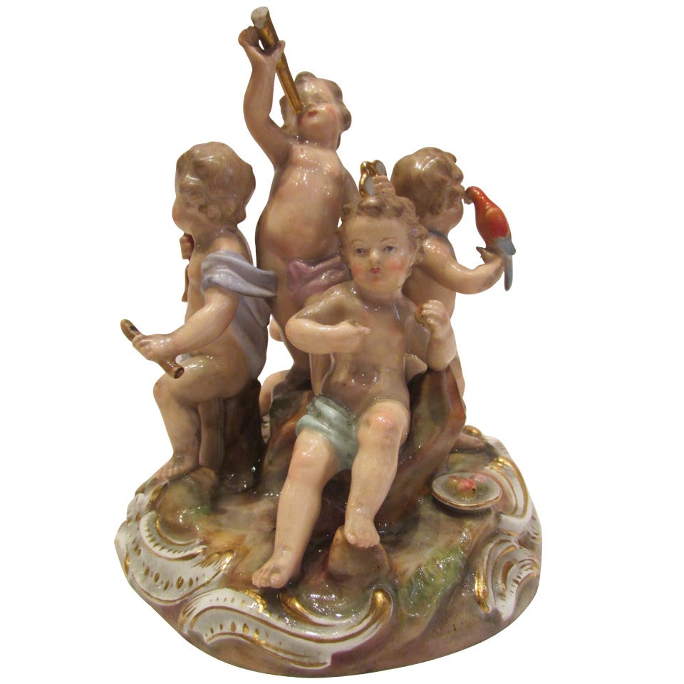 19th Century Meissen Porcelain Group Cherubs Germany Porzellan