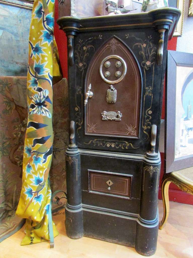 Rare 19th Century Colonial Iron and Wood Safe Strong Box Napoleon III