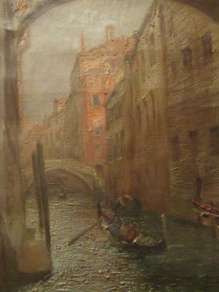 Baroque original 1922 painting luigi moretti view of bridge of sighs venezia venice For Sale