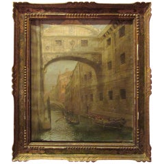original 1922 painting luigi moretti view of bridge of sighs venezia venice