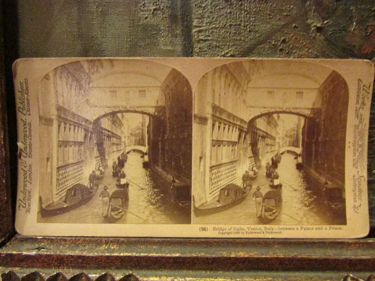 original 1922 painting luigi moretti view of bridge of sighs venezia venice For Sale 2