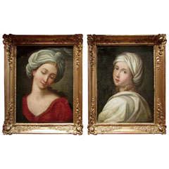 18th century pair of paintings oil on canvas italian school children portraits renaissance