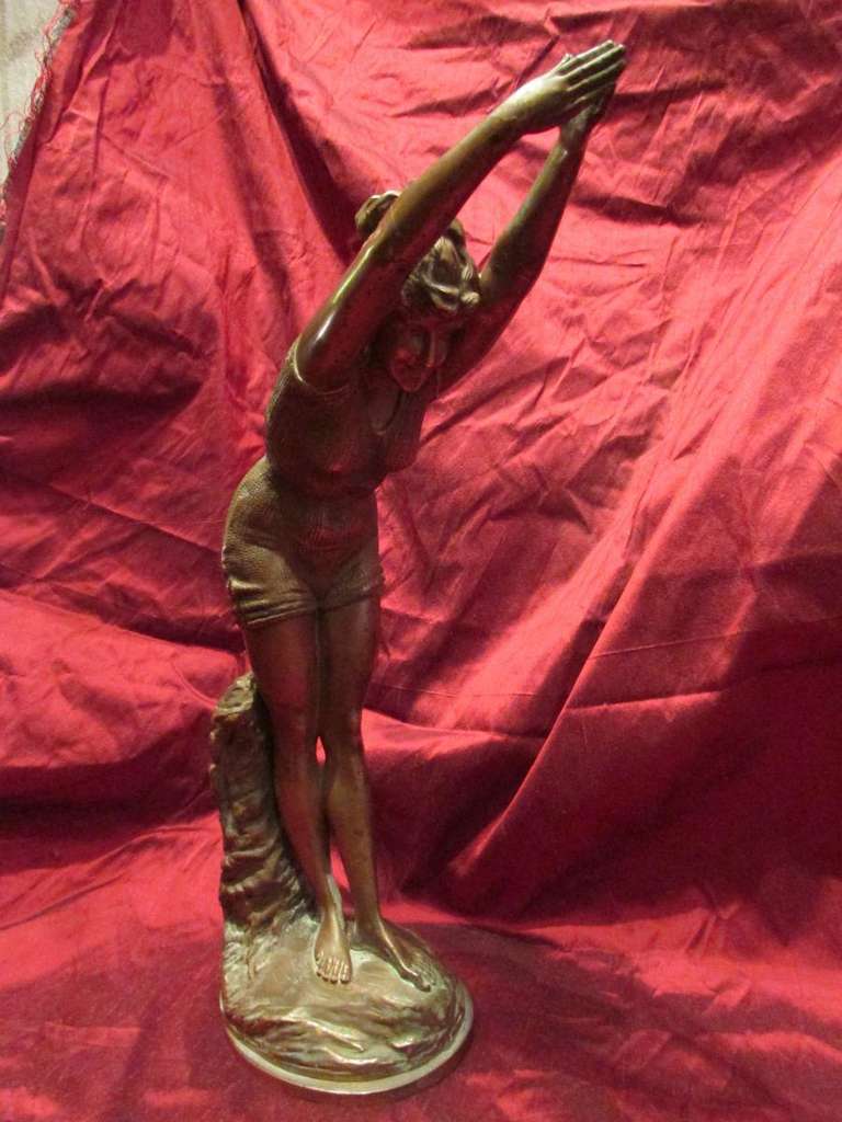 19th century 
bronze statue sculpture 
signed Tabacchi 
diver Tuffolina swimmer
shipping free within 15 days