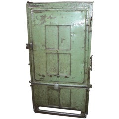 Original Industrial Green Iron Cabinet Buffet 1920's with Rivets