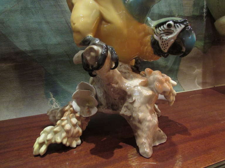 20th C Huge German Porcelain Parrot Statue Lorenz Hutschenreuther kunstabteilung 1